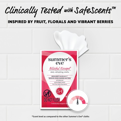 Summer's Eve Blissful Escape Daily Refreshing Vaginal Wipes Clinically Tested with SafeScents