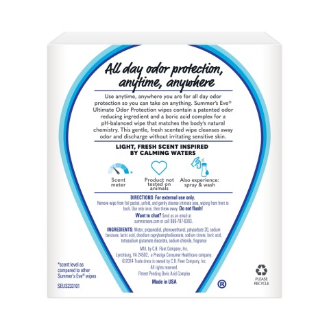 Summer's Eve ultimate odor protection wipes